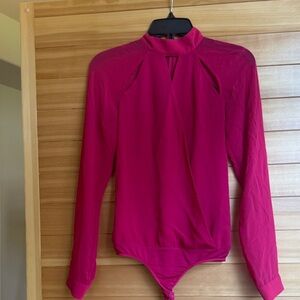 bebe Fuchsia Long Sleeve Bodysuit